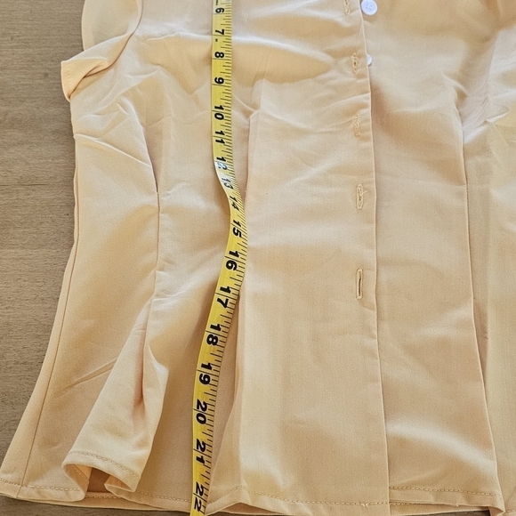 NWT Retro Stage Yellow Flutter Sleeve Princess Seam Button Down Bow Blouse Sz M - Picture 12 of 12